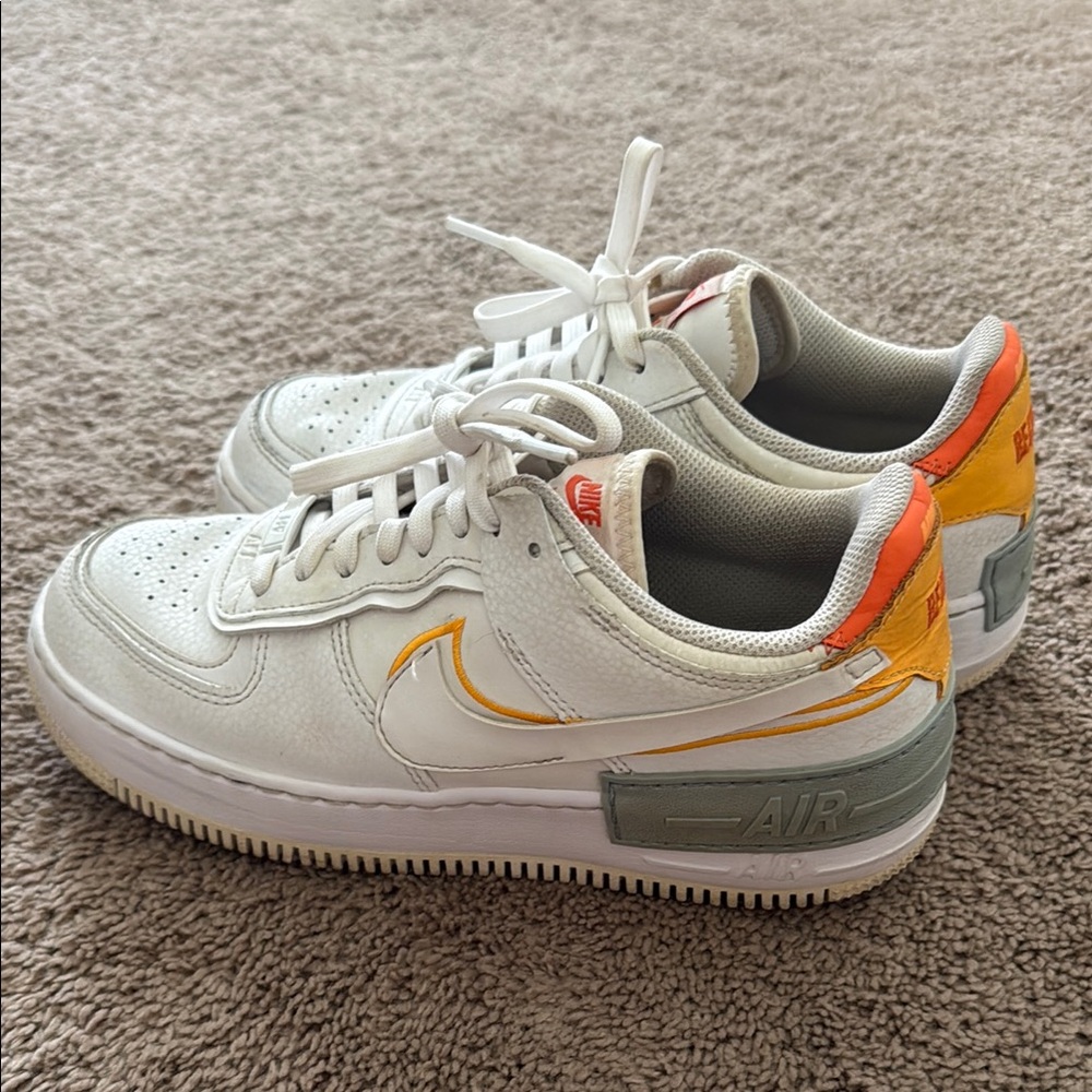 Nike Air Sneakers in White and Orange
